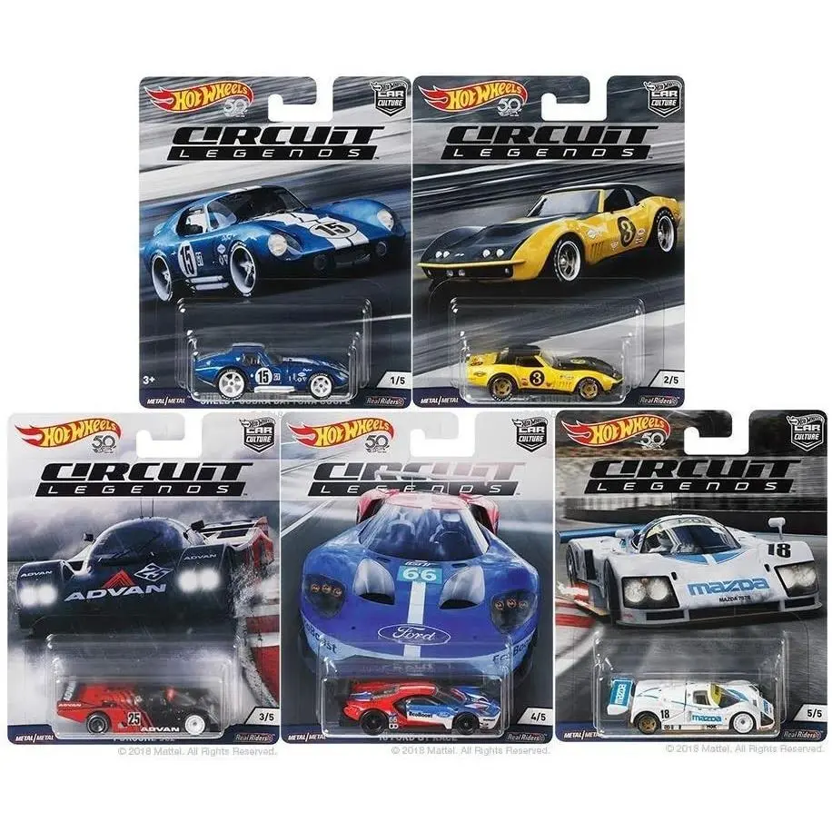 2018 Hotwheels Circuit Legends Set Of 5 Mazda 787 Porsche 962 Ford GT Shelby