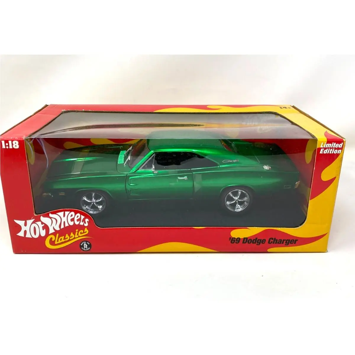 Hotwheels Classics 1969 Dodge Charger 1:18 Limited Edition Green Chrome Rare