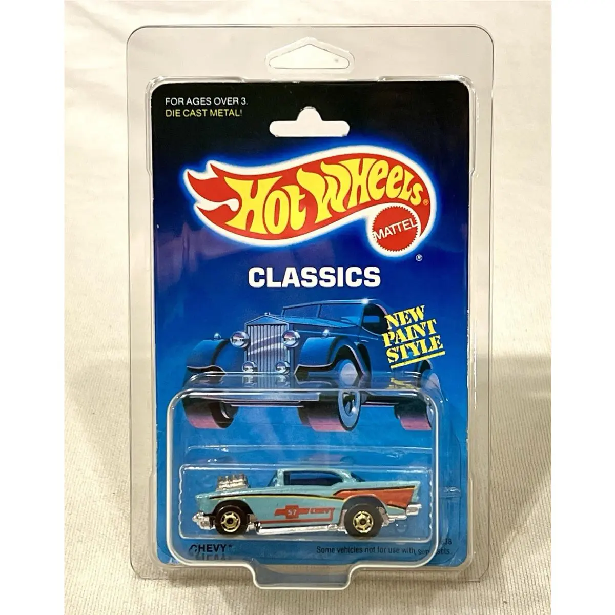 1980`s Hot Wheels Classics `57 Chevy 9638 Turquoise w/ Gho Side Graphics Moc