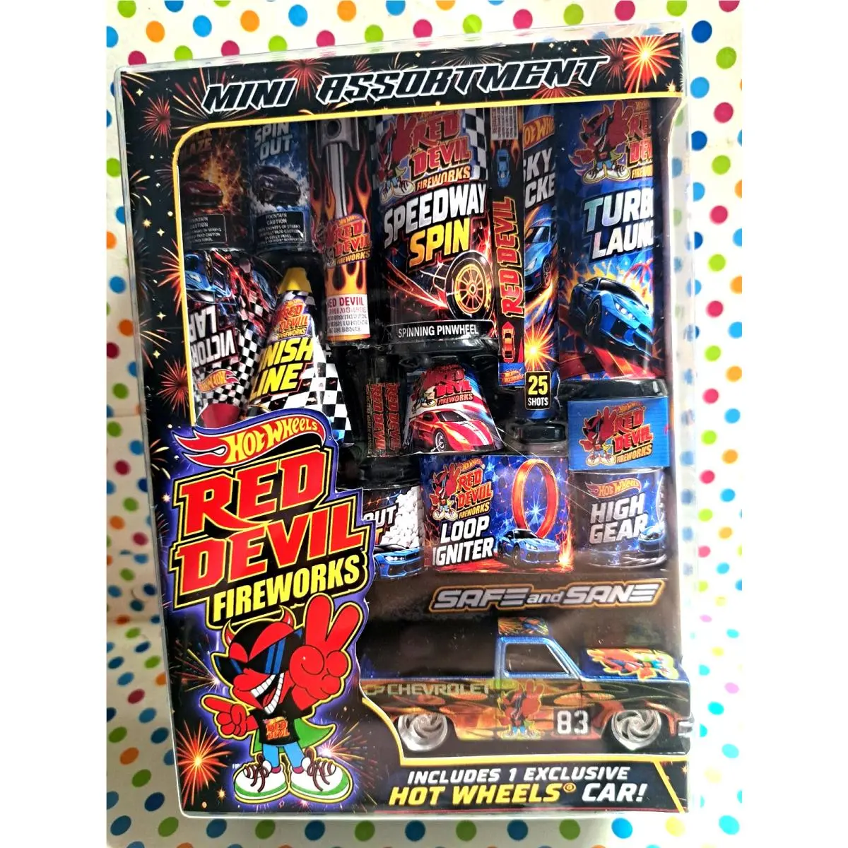 Hot Wheels Custom Made 2026 4TH OF July 83 Chevy Silverado Fire Works Box