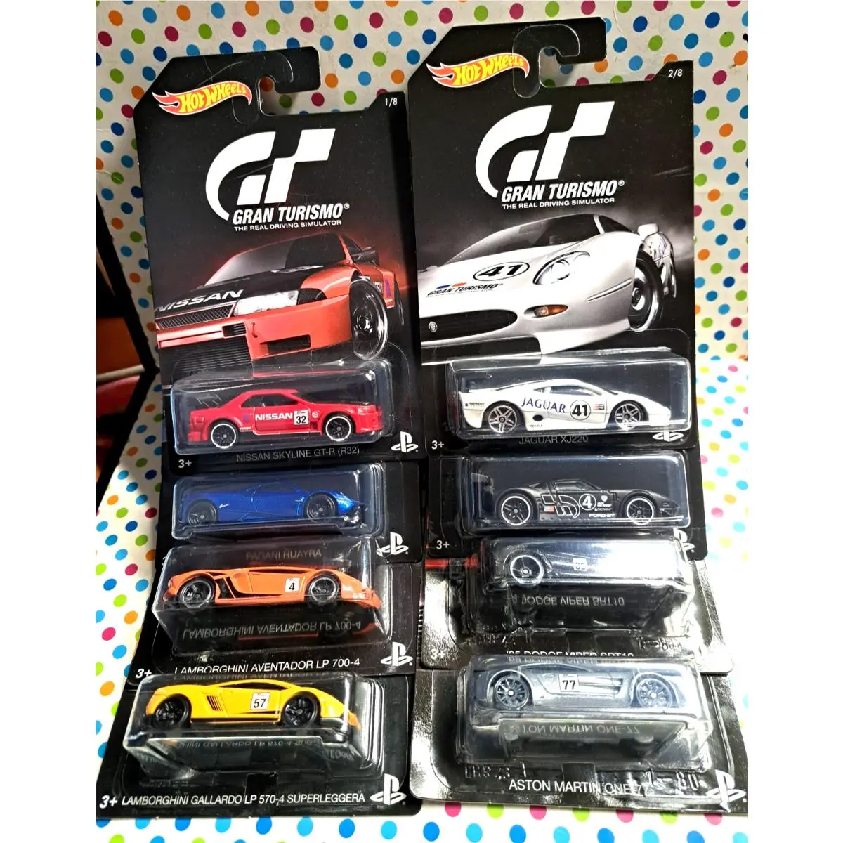 Hot Wheels Gran Turismo Set OF 8 Cars Jaguar Nissan Ford Dodge 3 More B1