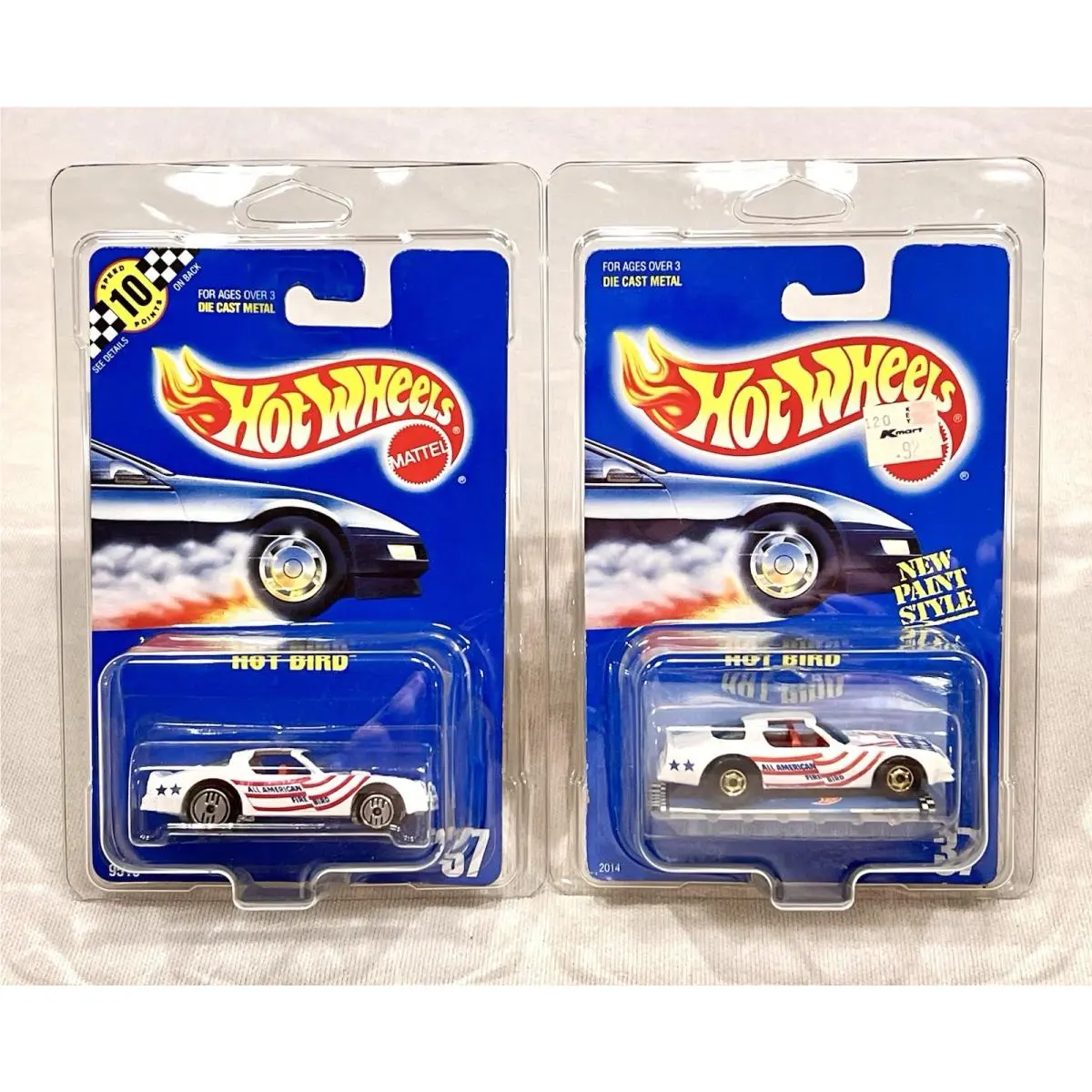 2 1989 Hot Wheels Hot Bird All American Firebirds White w/ UH Gho 37 Moc