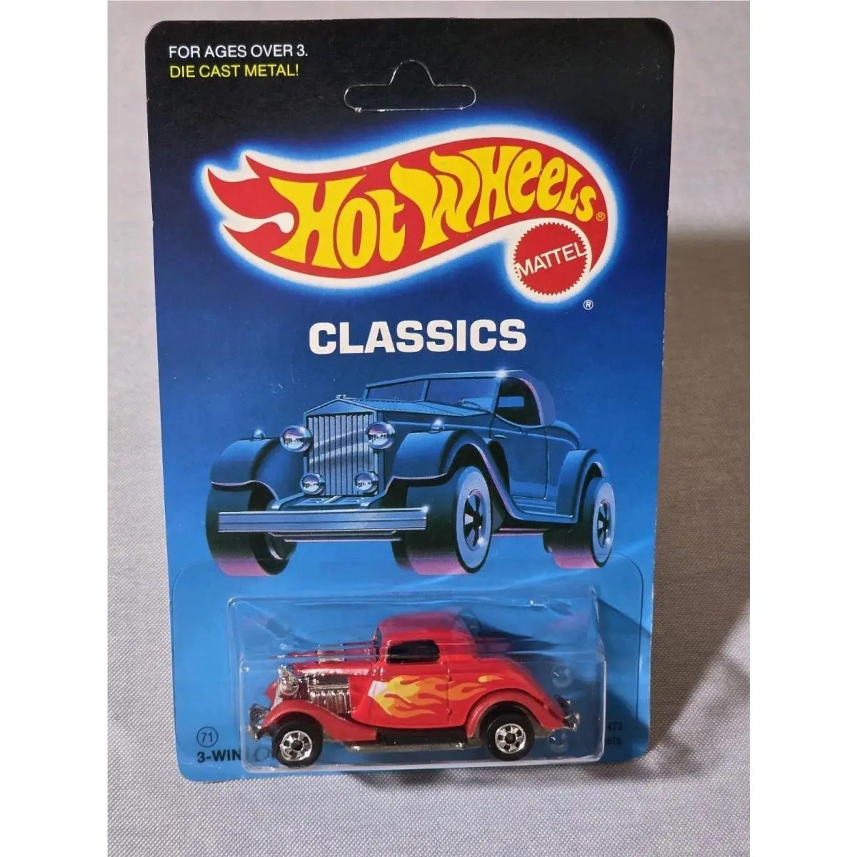 Vintage Mattel Hot Wheels Red 3 - Window `34 Classics 57 Moc Unpunched 1986