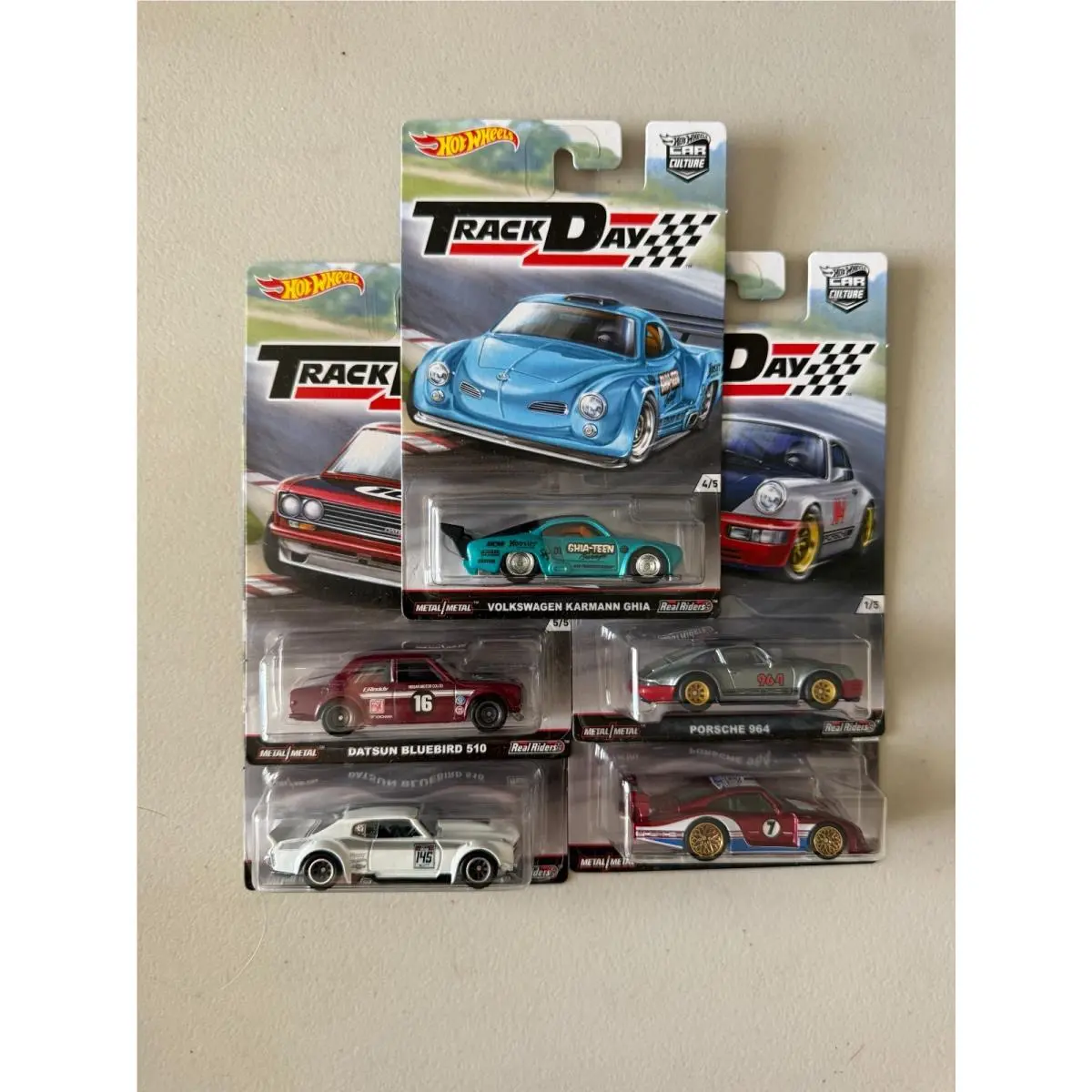 Hot Wheels Car Culture Track Day 2016 Series Set of 5 Real Riders BG2