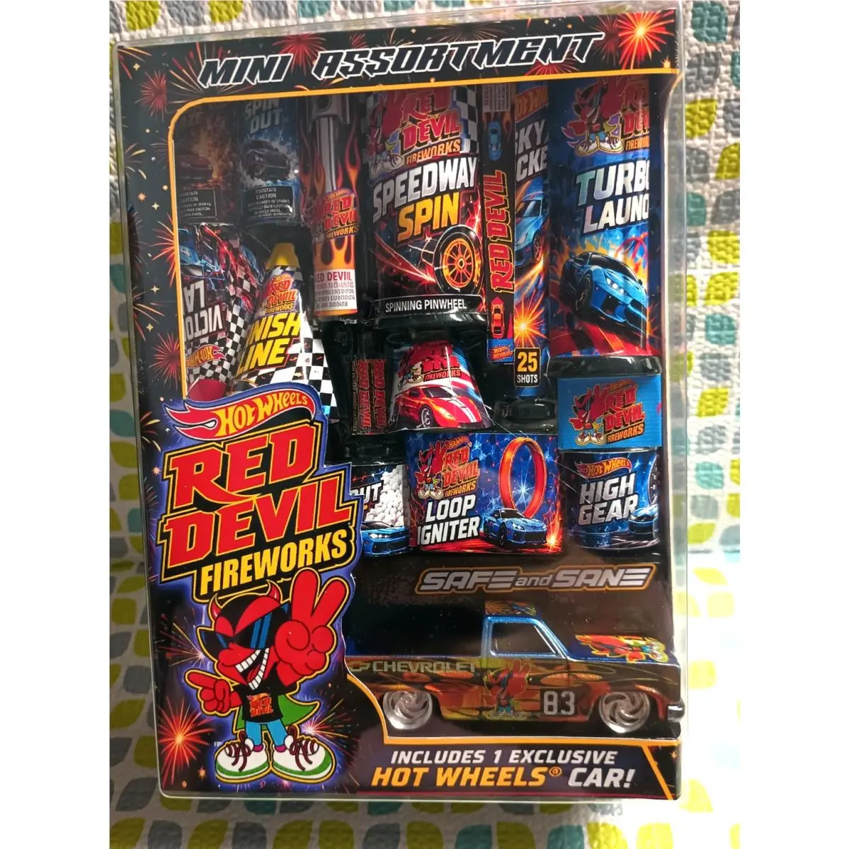 Hot Wheels 2026 Custom 83 Chevy Silverado 4Th OF July Fire Works Box Blue