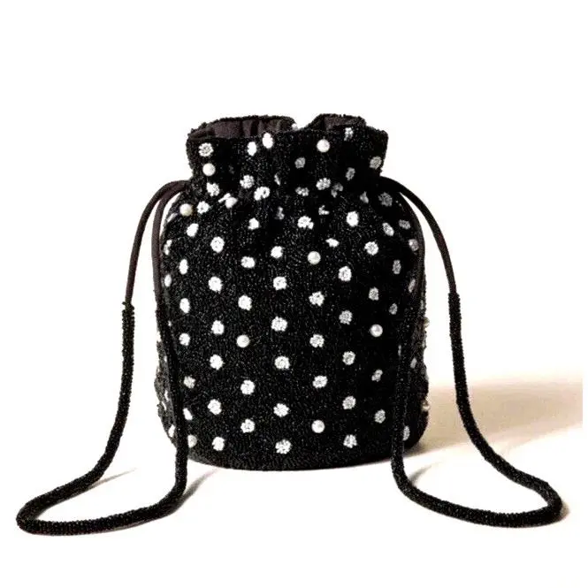 Kate Spade Bucket Bag Beaded Polka Dot Drawstring White Black New York Target