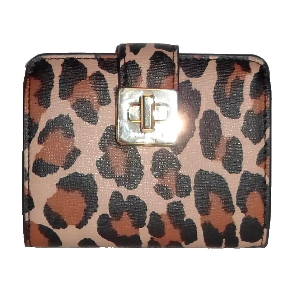 Kate Spade Phoebe Brown Multi Saffiano Leather Bifold Mini Wallet