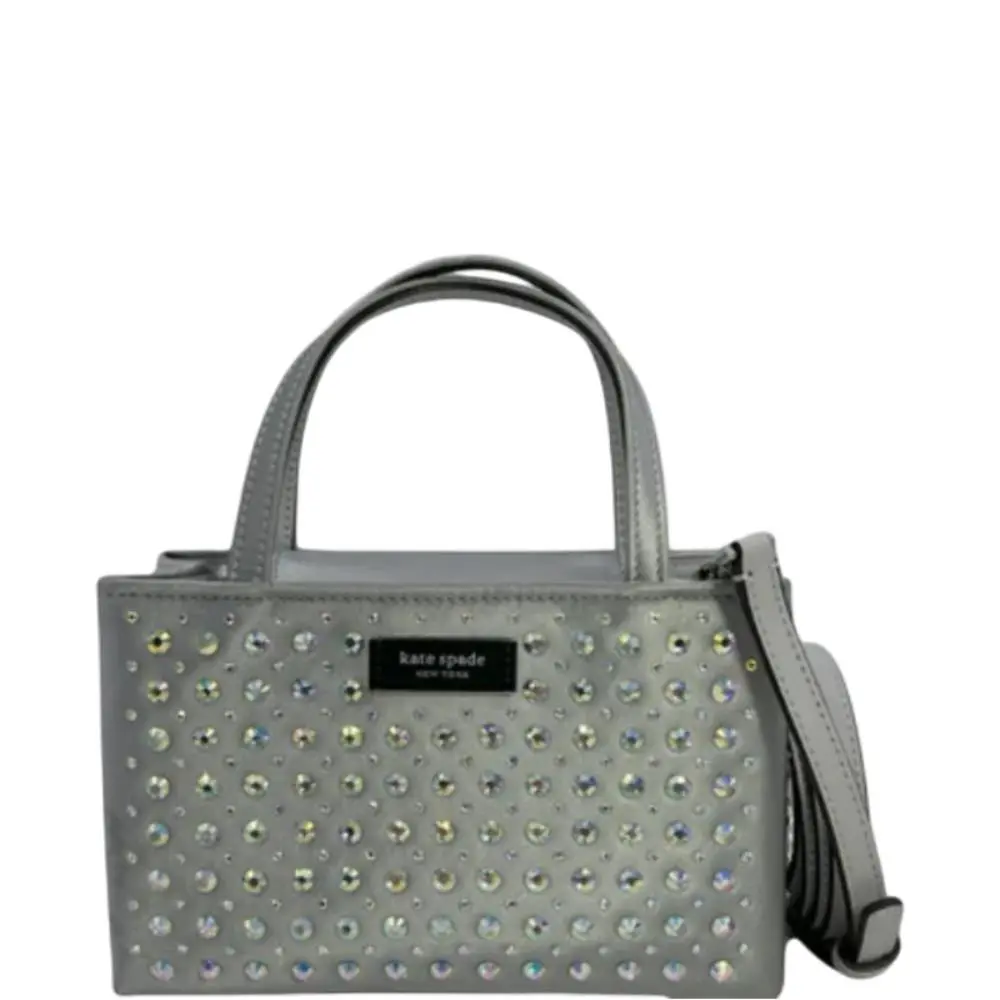 Kate Spade Sam Icon Crystal Embellished Fabric Mini Tote - Platinum Grey