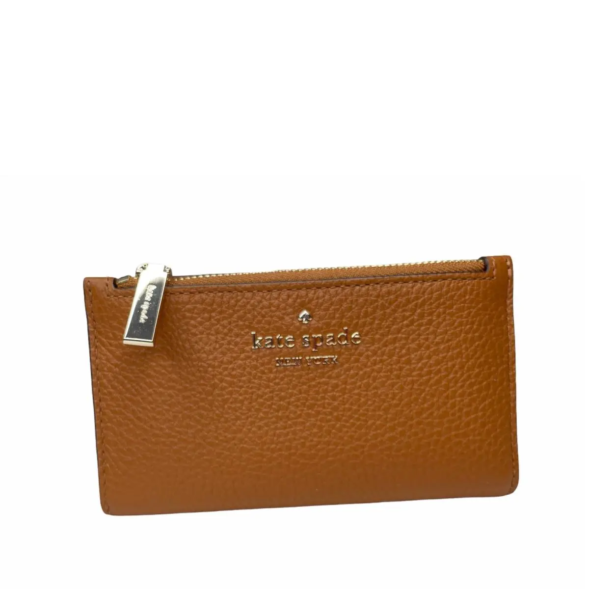Kate Spade Leila Small Warm Gingerbread Pebbled Leather Slim Bifold Wallet