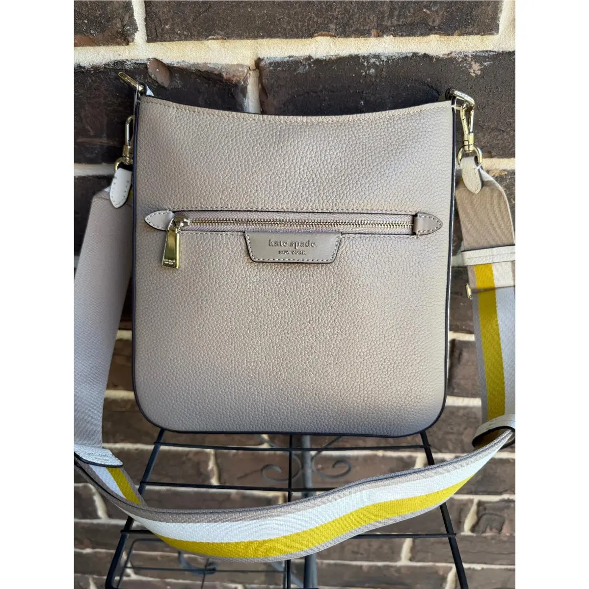 Kate Spade Hudson Messenger Crossbody Leather KF856 Timeless Taupe