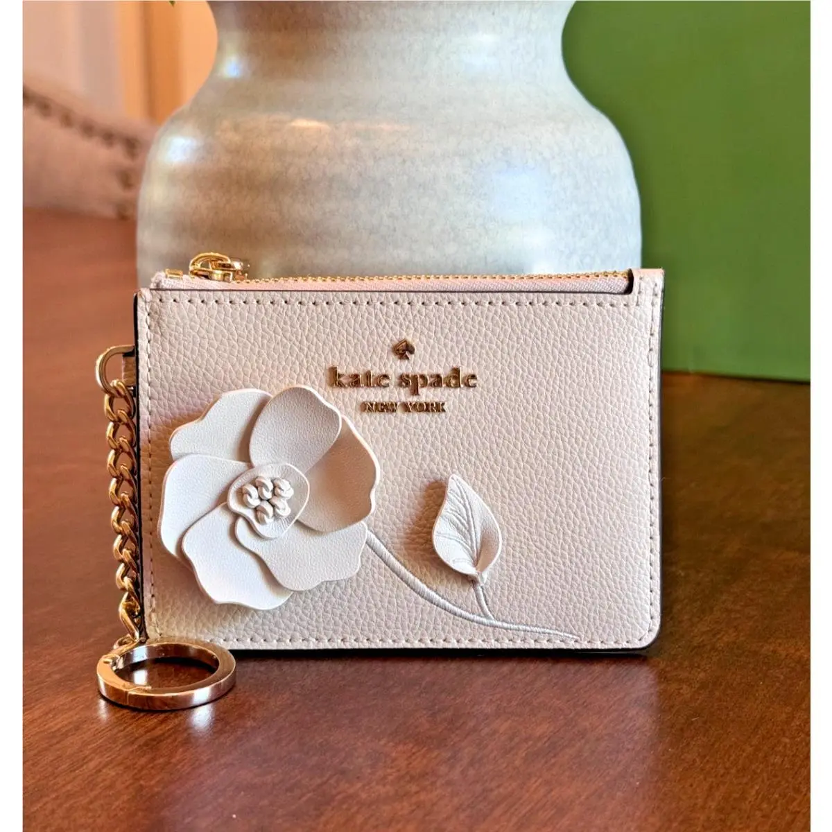 Kate Spade New York Floral Key Ring Card Holder Ivy - Milk Glass