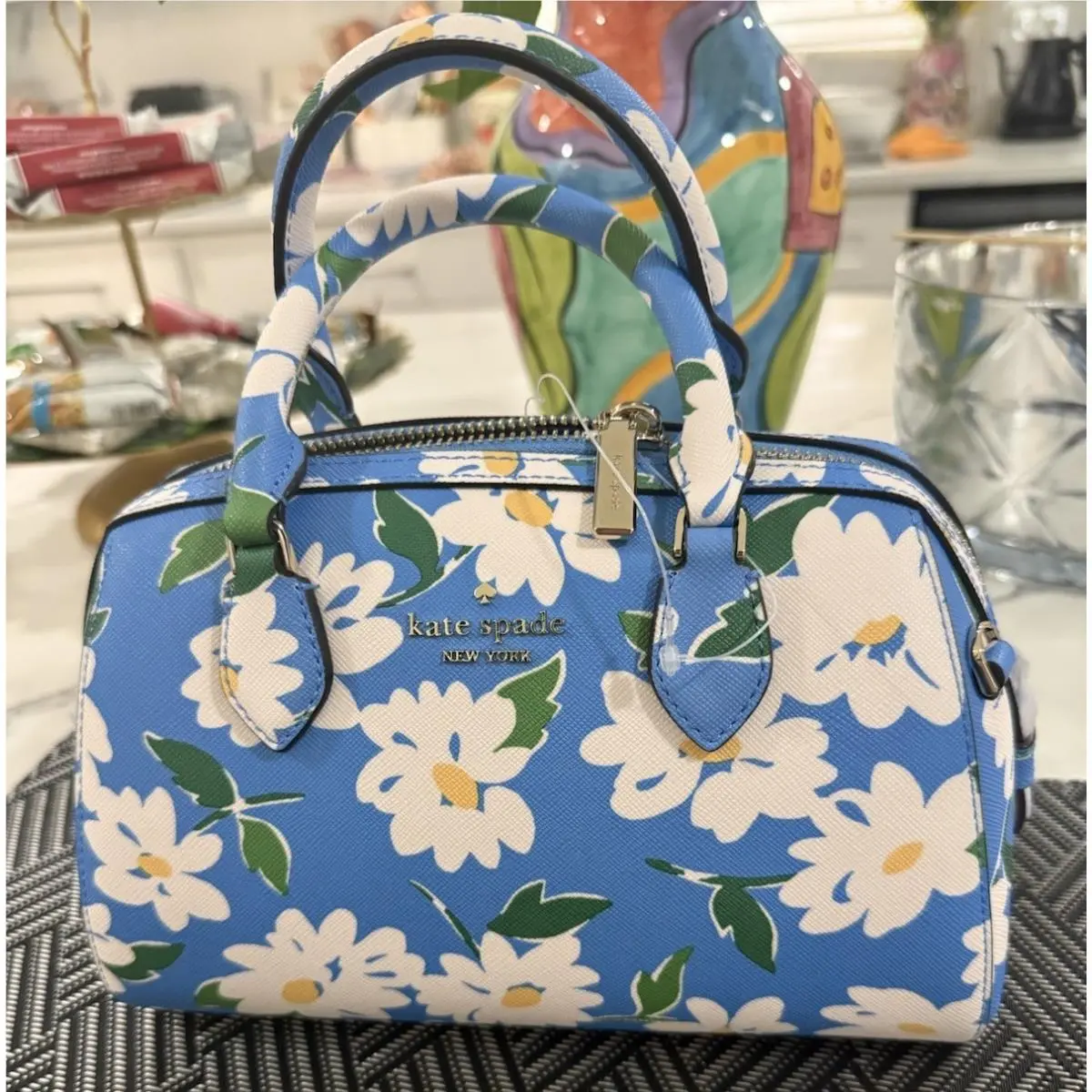 Kate Spade Madison Tide Pool Charming Daisy Small Duffle Bag Handbag Crossbody