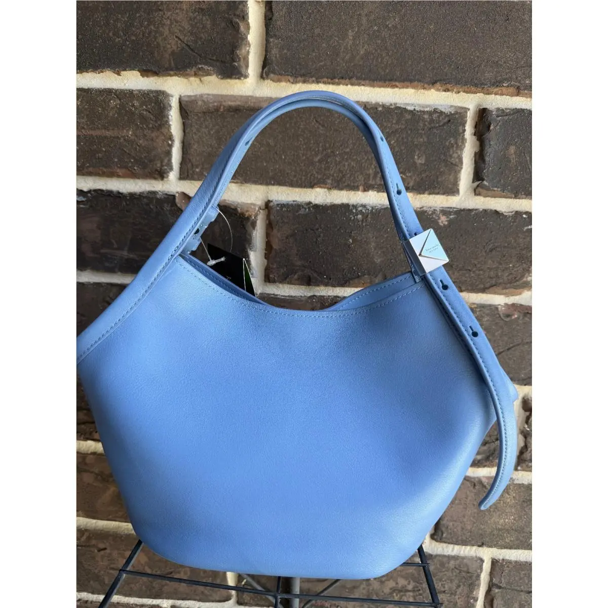 Small Deco Tulip Fine Grain Leather Tote C/b Blue by Kate Spade
