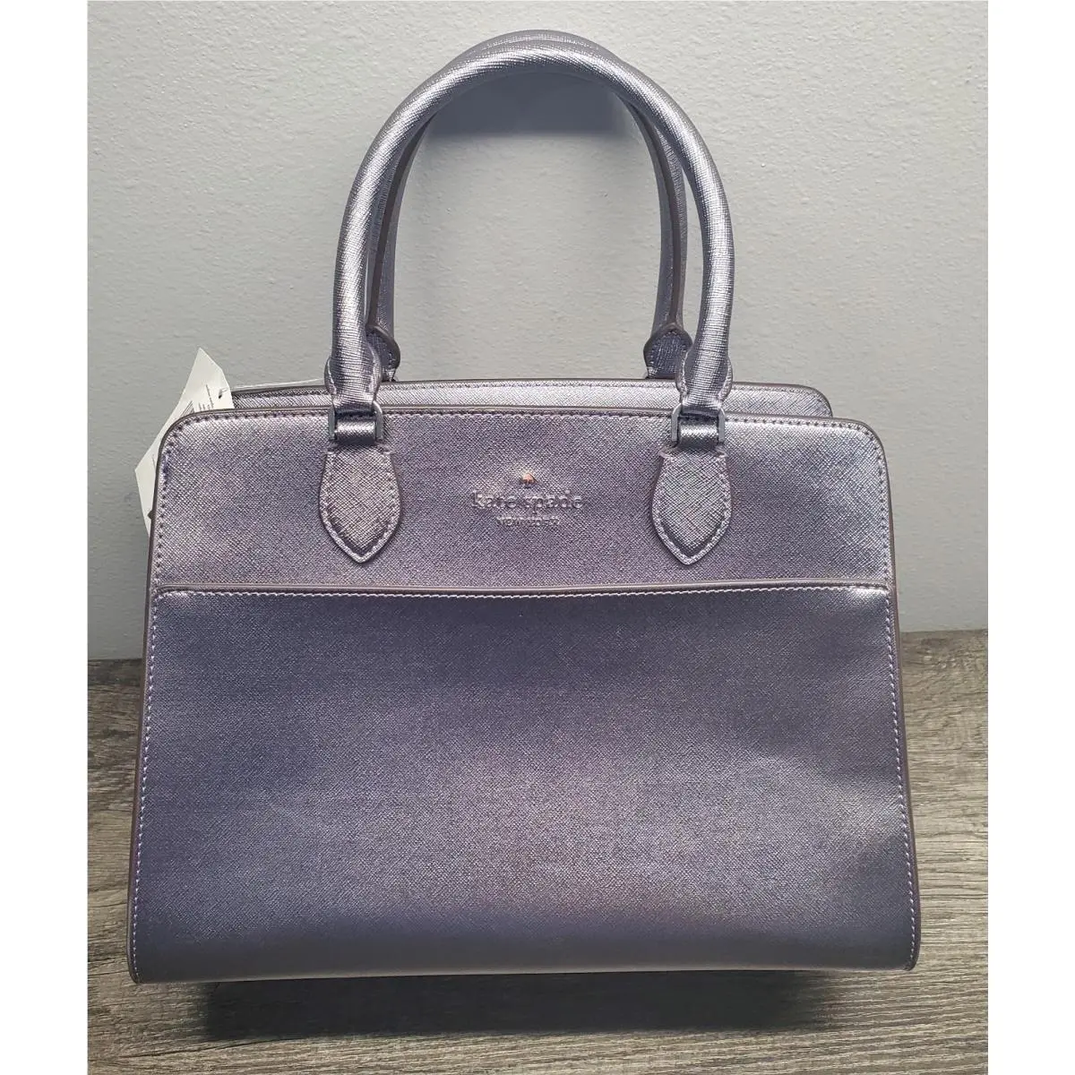 Kate Spade Madison Metallic Saffiano Pvc Satchel Candied Flower Purple Lilac