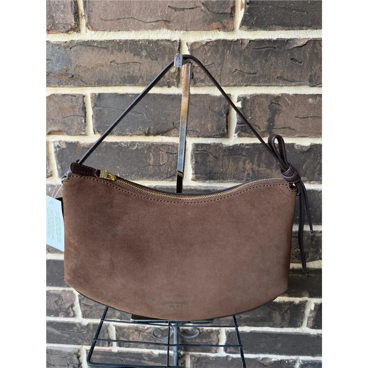 Kate Spade Loop Shoulder Bag Suede Leather Fudge Brown