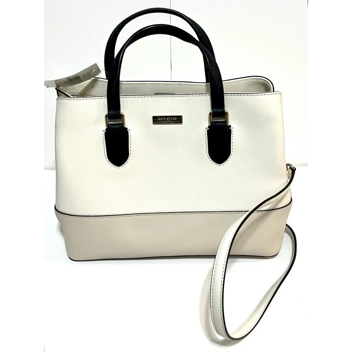 Kate Spade Laurel Way Evangelie Leather Satchel Crossbody Handbag Beige Creamnwt