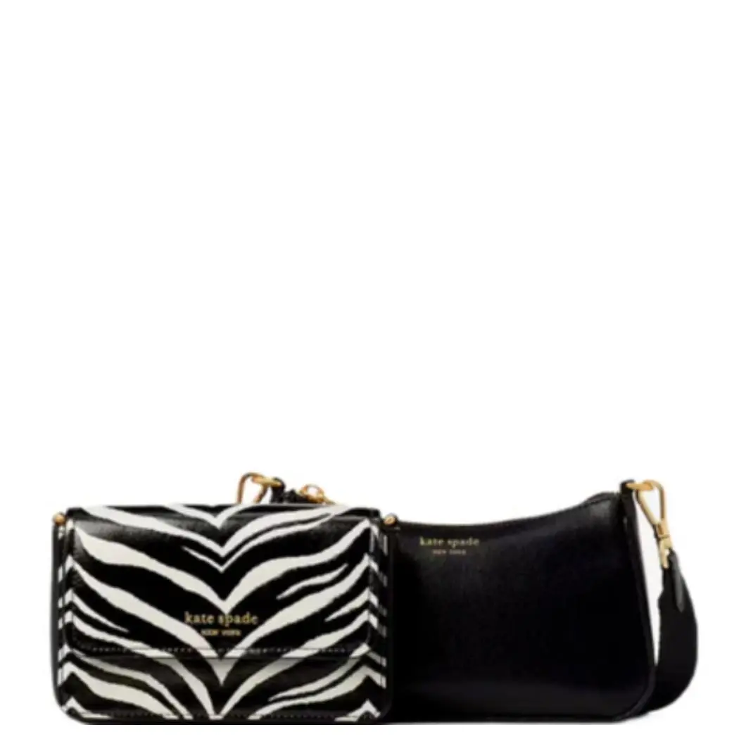 Kate Spade Morgan Zebra Embossed Double Up Crossbody - Black Multi