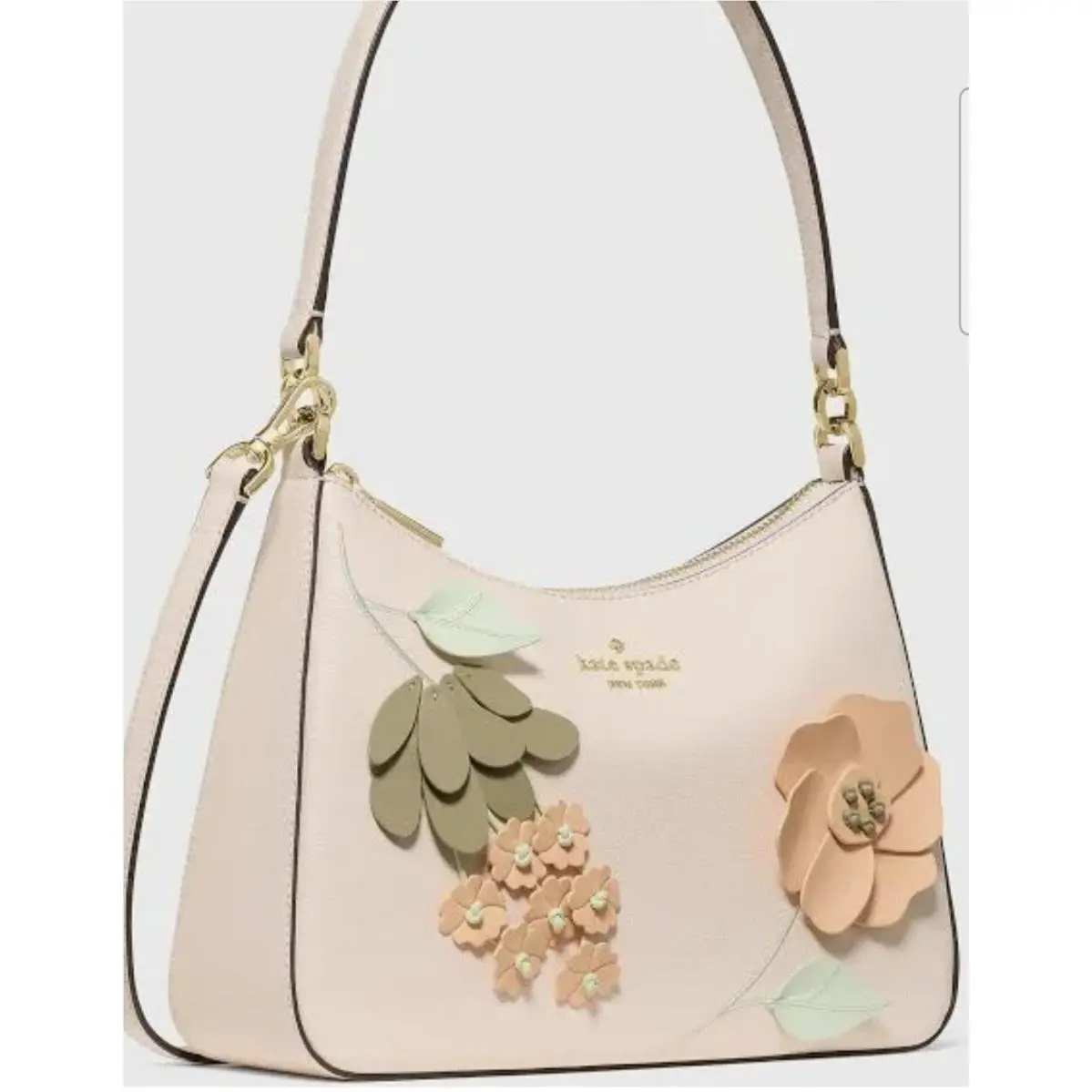 Kate Spade Margor Floral Shoulder Bag Purse Peach New
