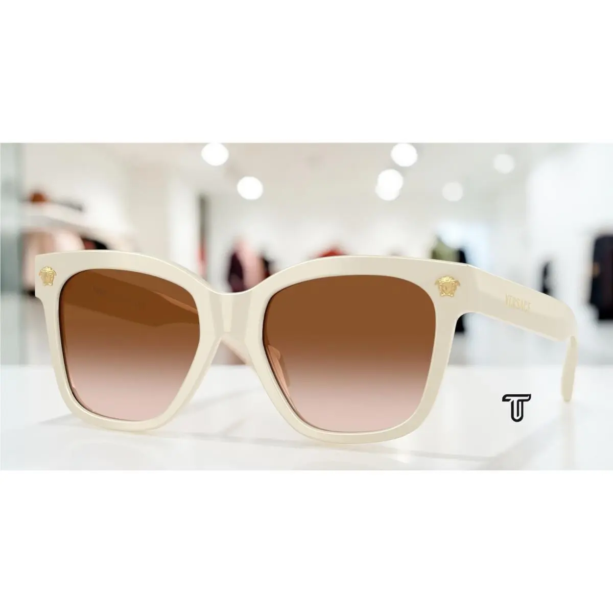 Versace VE4511 554113 White Talc Brown Gradient 55 mm Women`s Sunglasses