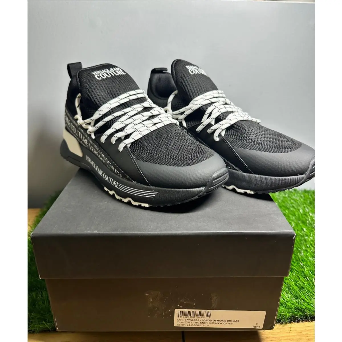 Versace Jeans Couture Men`s Sneakers 77YA3SA3 ZS917 Black White EU 41 US 8