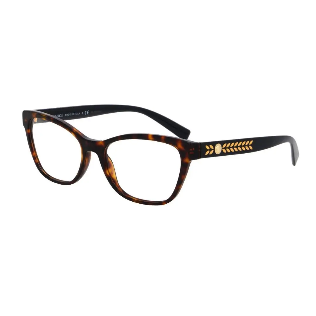 Versace Eyeglasses VE3265-108 52 Gold Havana Leaf Detailing