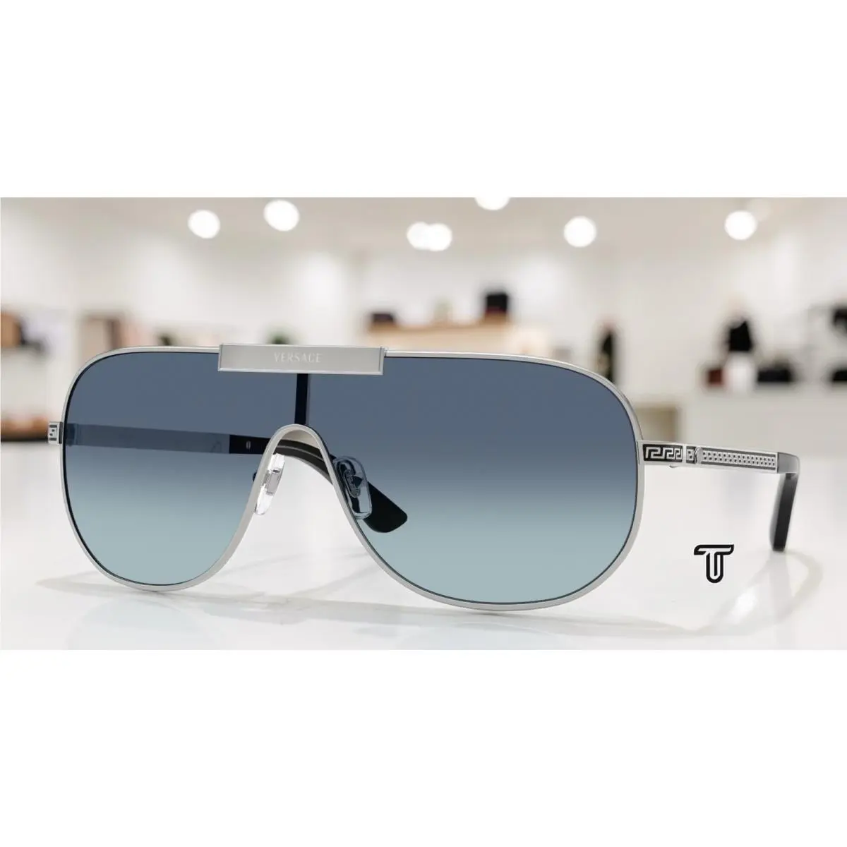 Versace VE2293 100019 Silver Light Blue Gradient Dark Blue 40mm Men`s Sunglasses