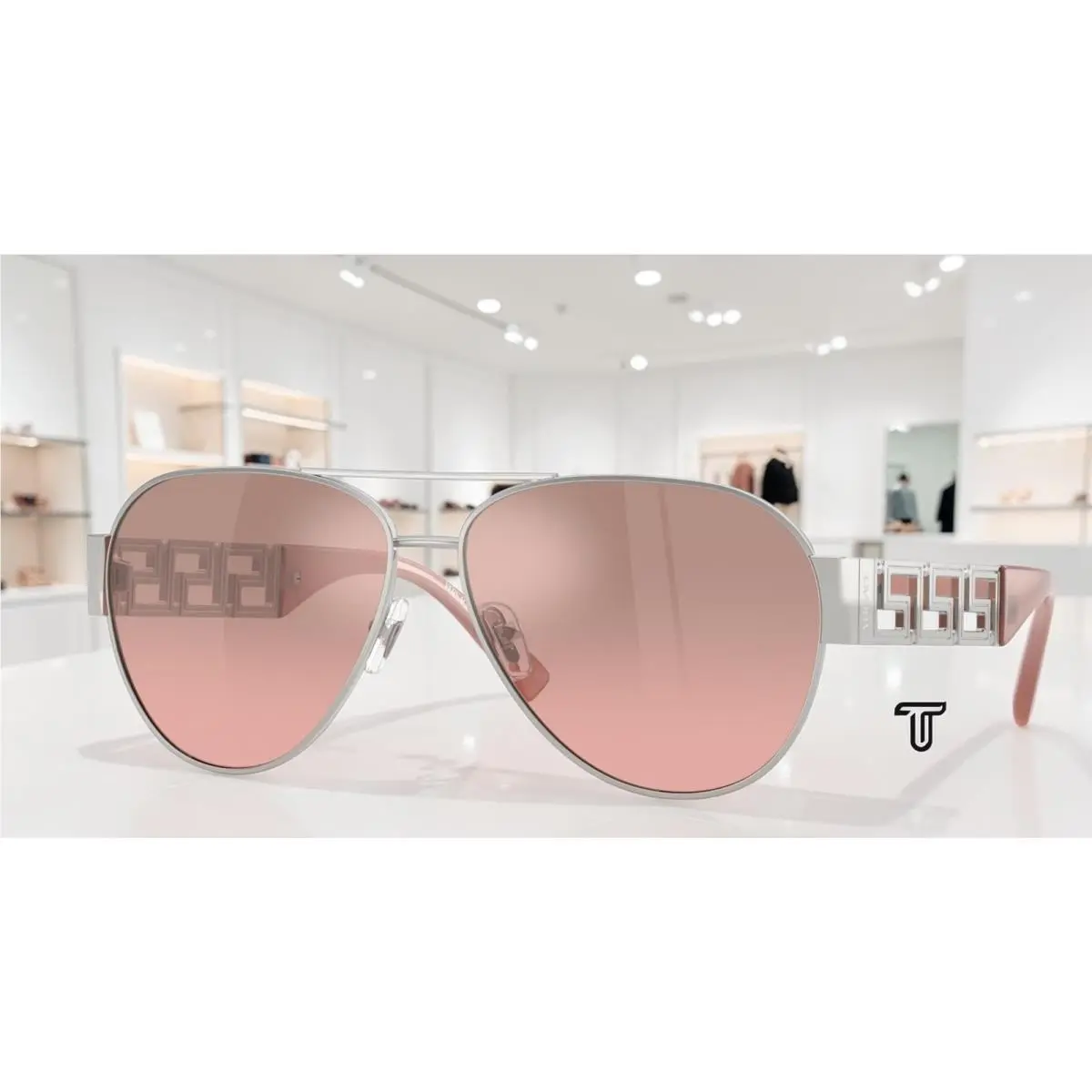 VE2289 10017E Silver Pink Mirror Silver Gradient 61 mm Men`s Sunglasses by Versace