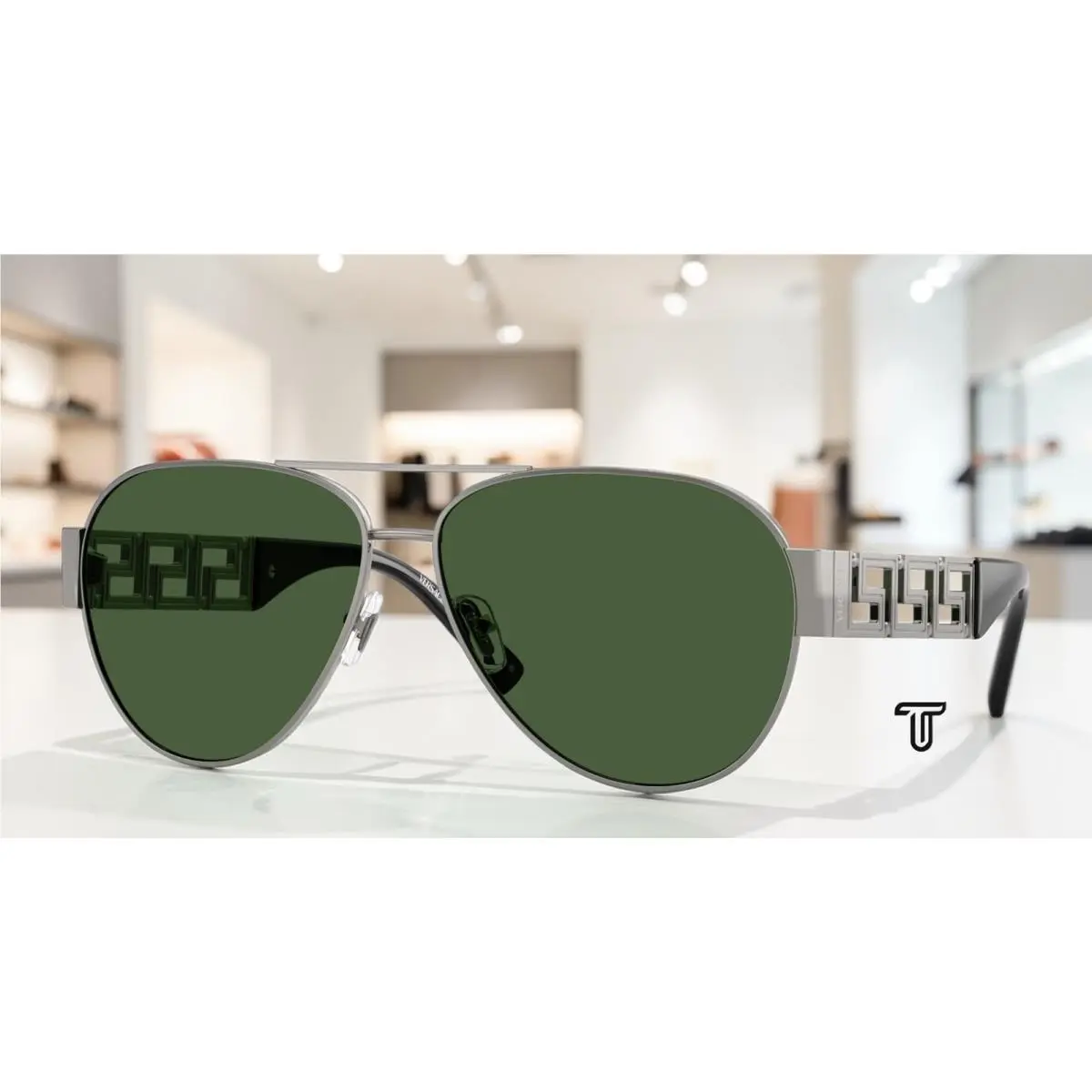 VE2289 100071 Gunmetal Dark Green 61 mm Men`s Sunglasses by Versace