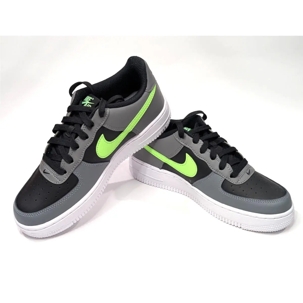 Nike Air Force 1 GS Black/lime/grey Kid`s Sneakers-asst Sizes CT3839-010