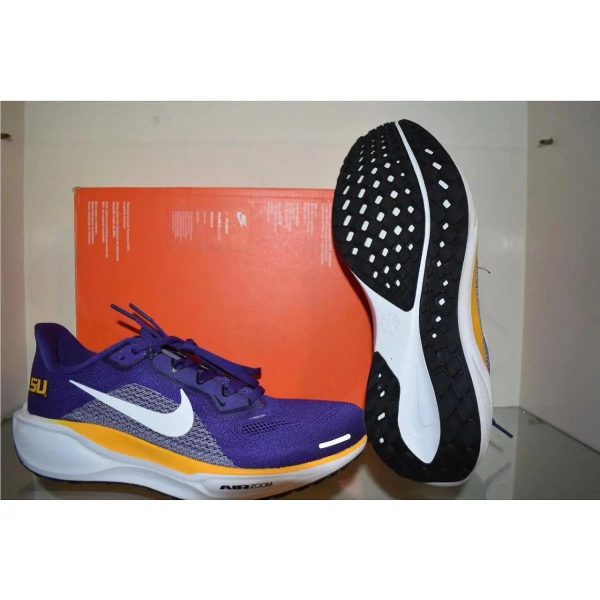 Nike Adults` Lsu Tigers Pegasus 41 Running Shoes IB3248-500 Purple