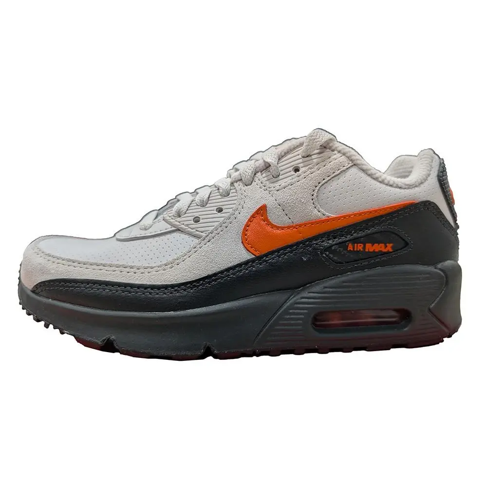 Big Kid`s Nike Air Max 90 SE Vast Grey/safety Orange IF2623 003