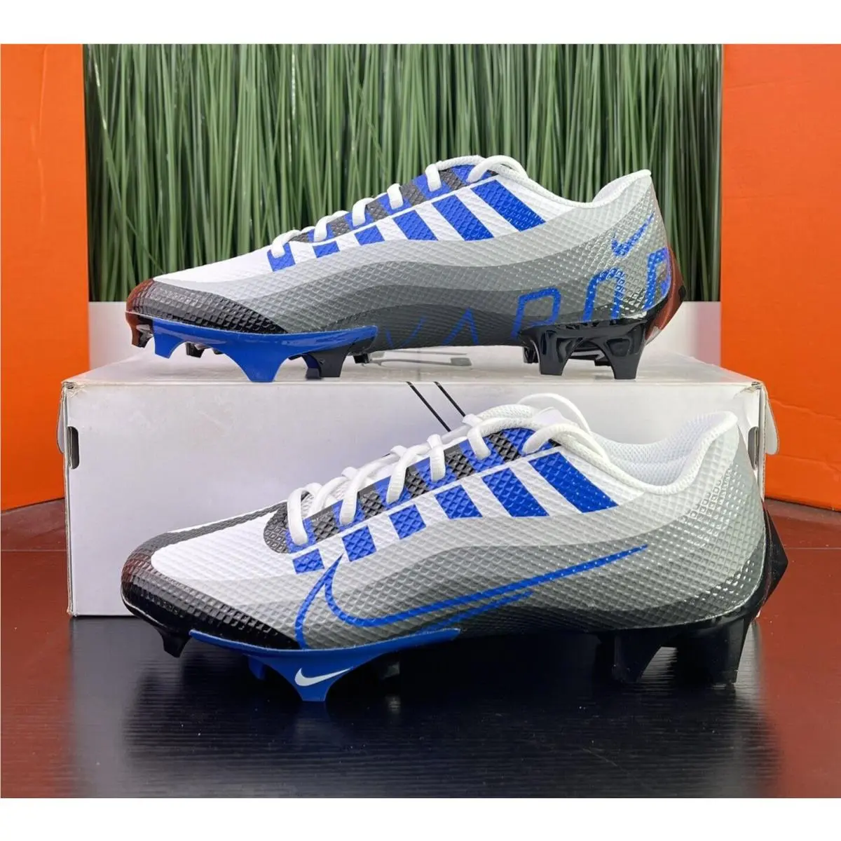 Nike Vapor Edge Speed 360 Blue Black White Mens Football Cleats Size 8-9.5