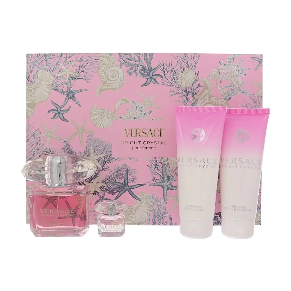 Bright Crystal by Versace Gift Set For Women 4 Piece Gift Set - 3.0 Oz Eau De