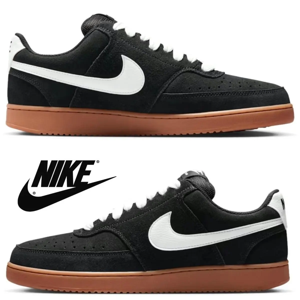 Nike shoes - Nike Court Vision Low FL - Black, Manufacturer: Black/Gum Medium Brown/White 26