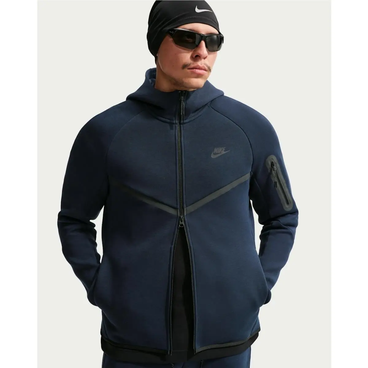 Nike Tech Jacket Men`s Obsidian Fleece Windrunner Long Sleeve Full-zip Hooded