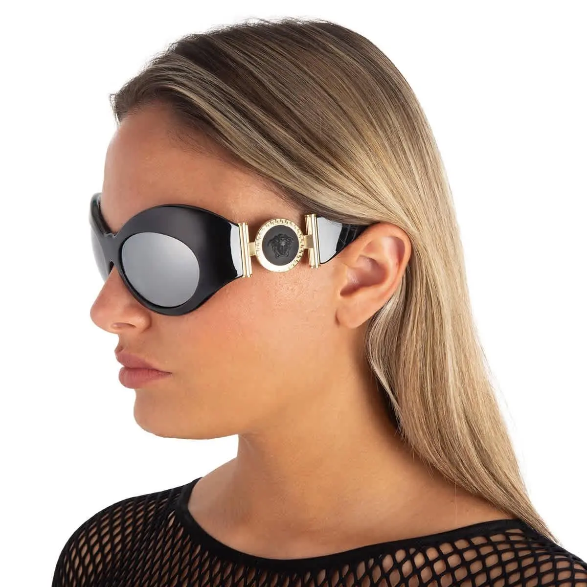 Versace Light Grey Irregular Ladies Sunglasses VE4462 GB1/6G 58 VE4462 GB1/6G 58