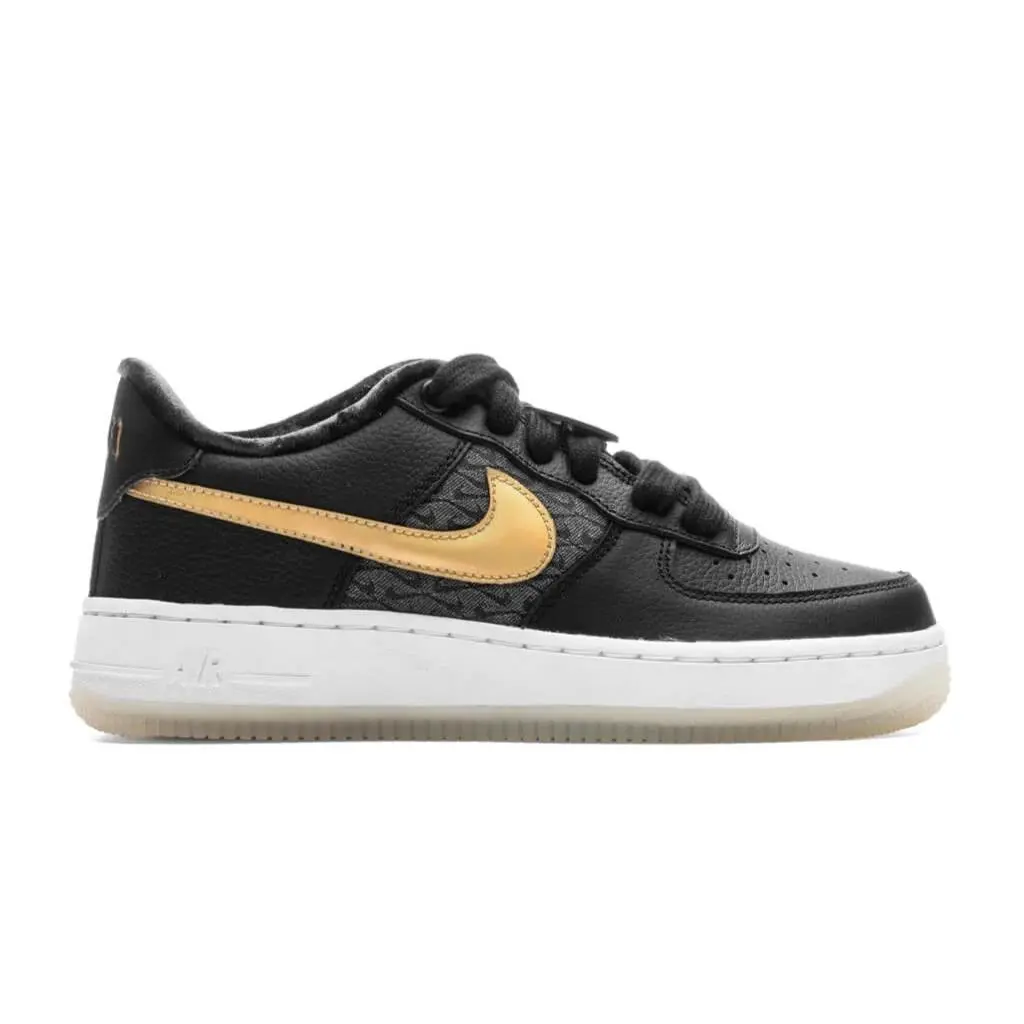 Big Kid`s Nike Air Force 1 Low LV8 BG Blk/metallic Gold-wht FN6977 010