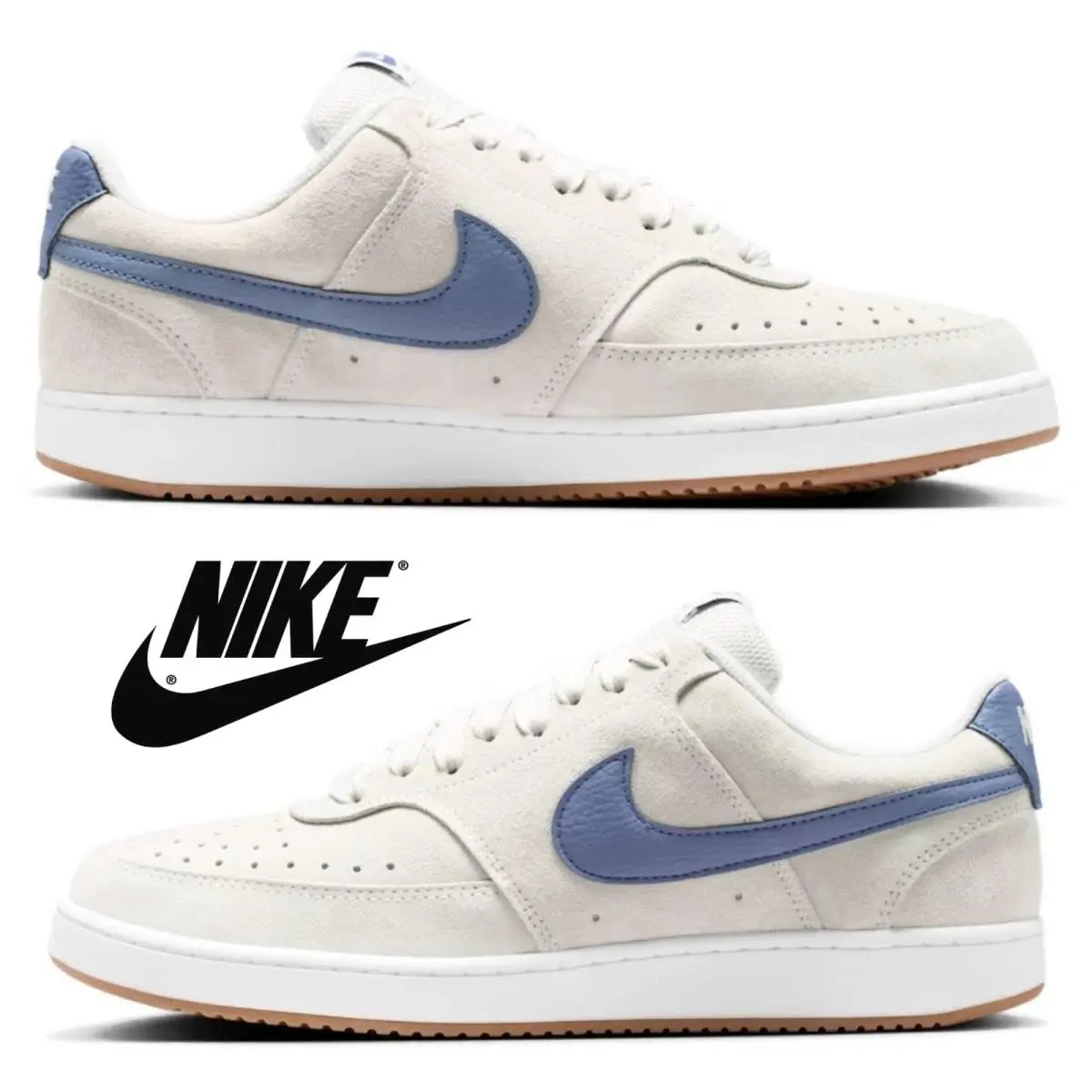 Nike shoes - Nike Court Vision Low - Court Vision Low - Ivory, Manufacturer: Vast Grey/White/Gum Medium Brown/Diffused Blue 26