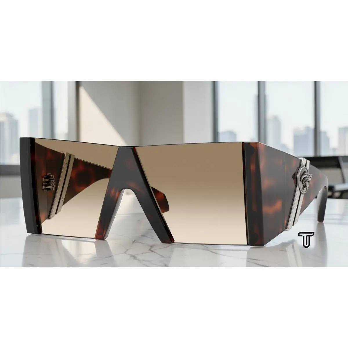 Versace VE4515 5217T5 Havana Light Yellow Gradient Brown 37mm Women`s Sunglasses