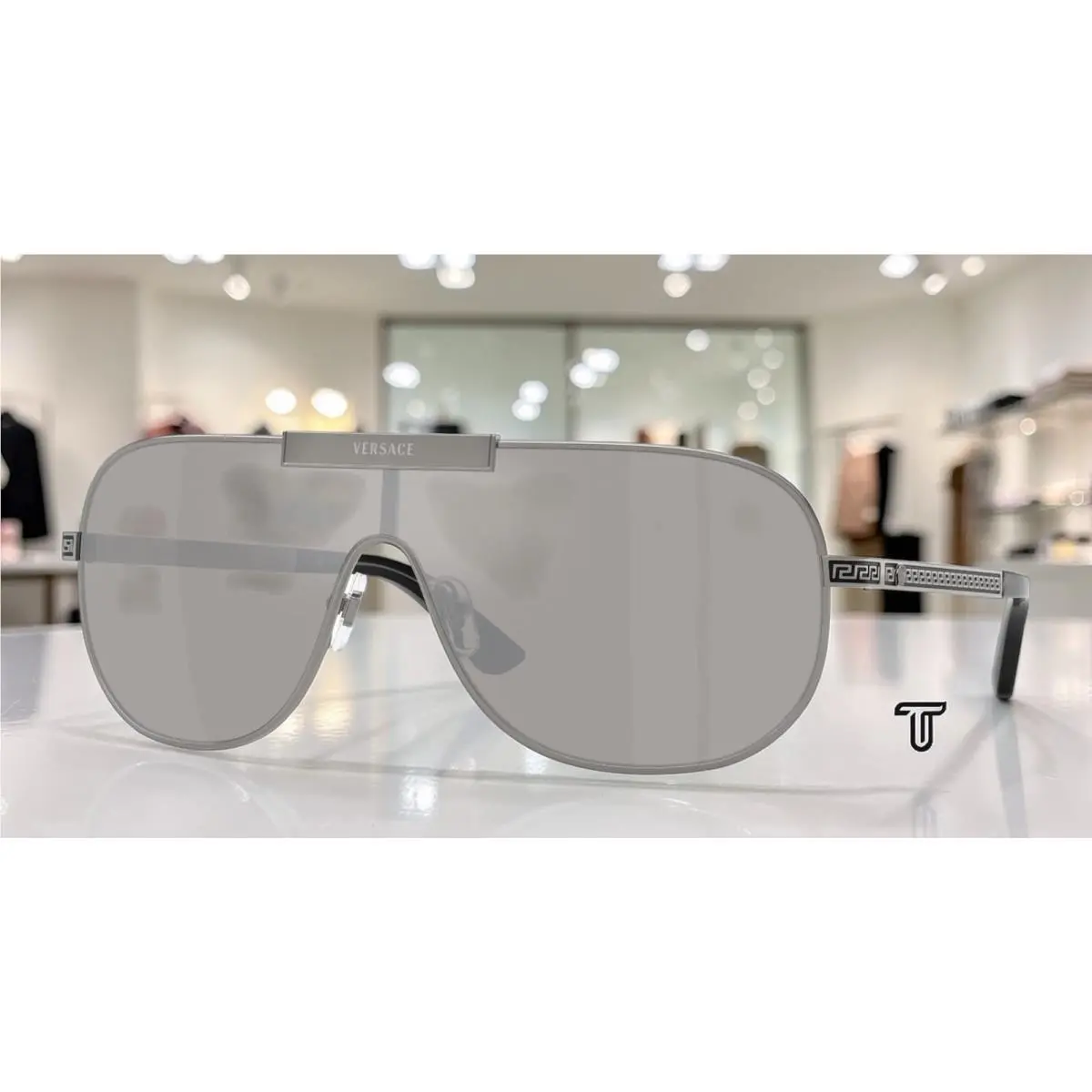 VE2293 10016G Gunmetal Light Grey Mirror Silver 40 mm Men`s Sunglasses by Versace