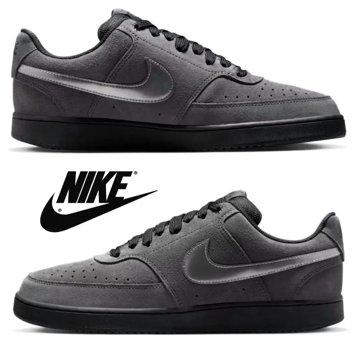 Nike shoes - Nike Court Vision Low - Court Vision Low - Gray, Manufacturer: Anthracite/Black/Gym Red/Metallic Dark Grey 17