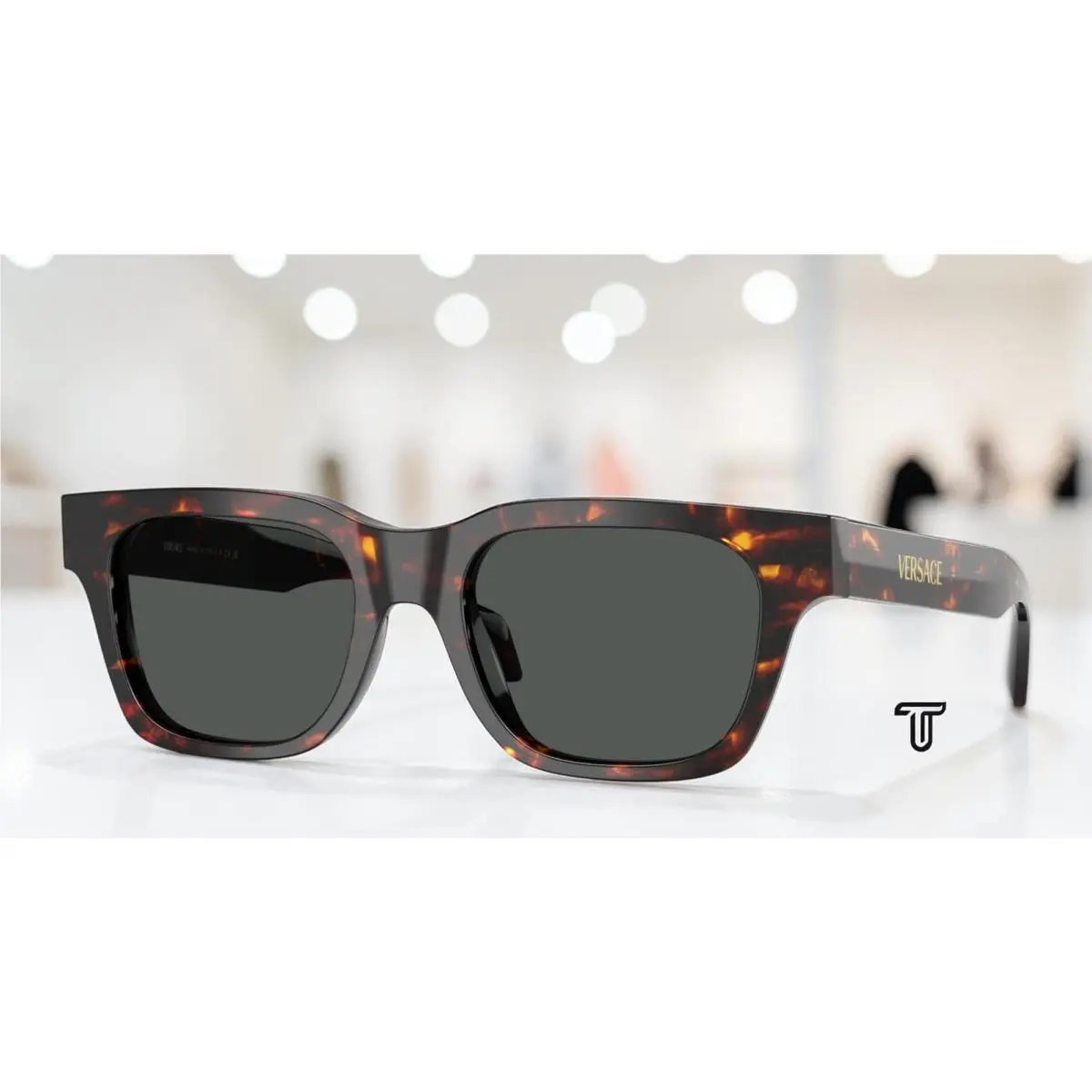 VE4486 550987 Havana Dark Grey 52 mm Men`s Sunglasses by Versace