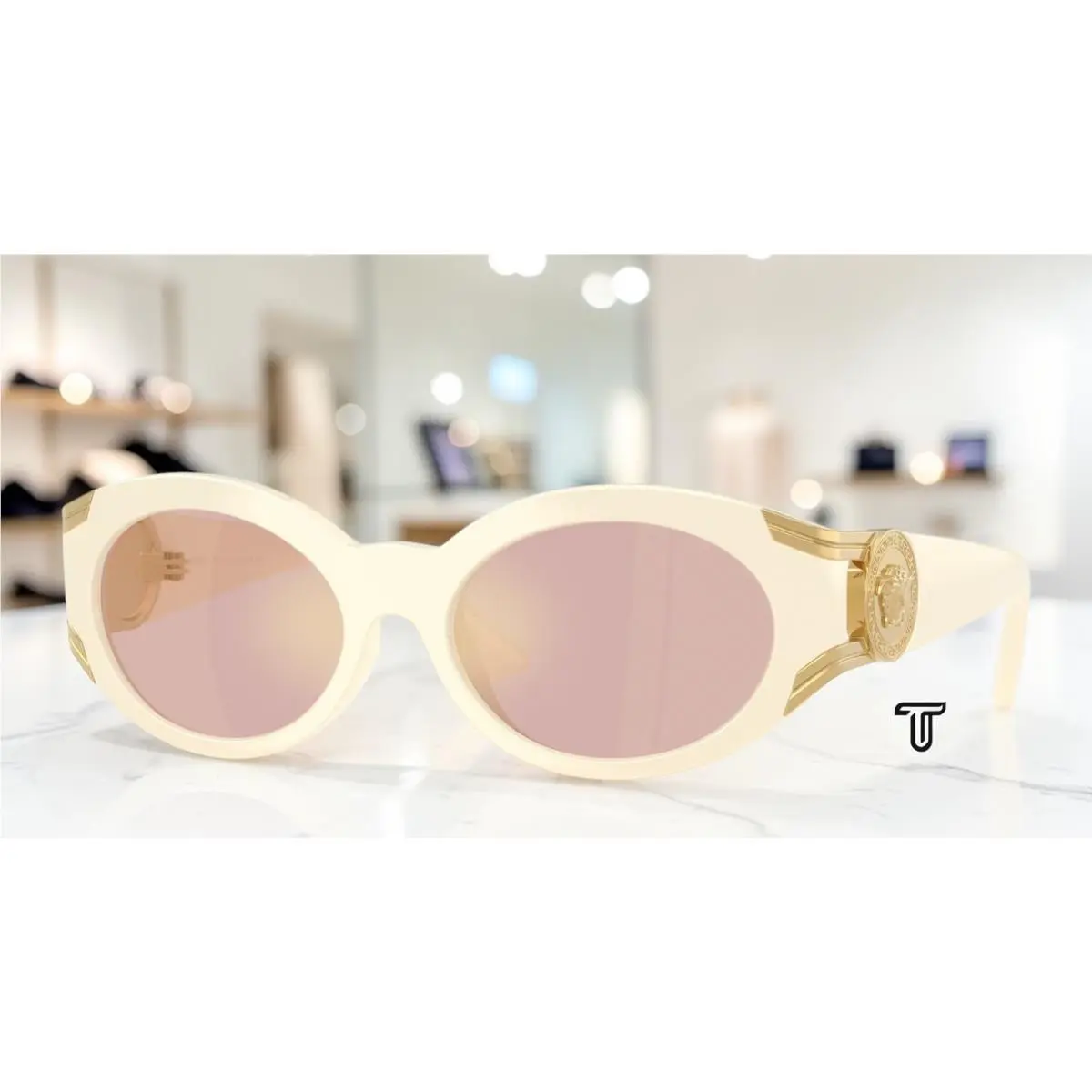 VE4503U 55331T Milk Pink Mirror Gold 55 mm Women`s Sunglasses by Versace