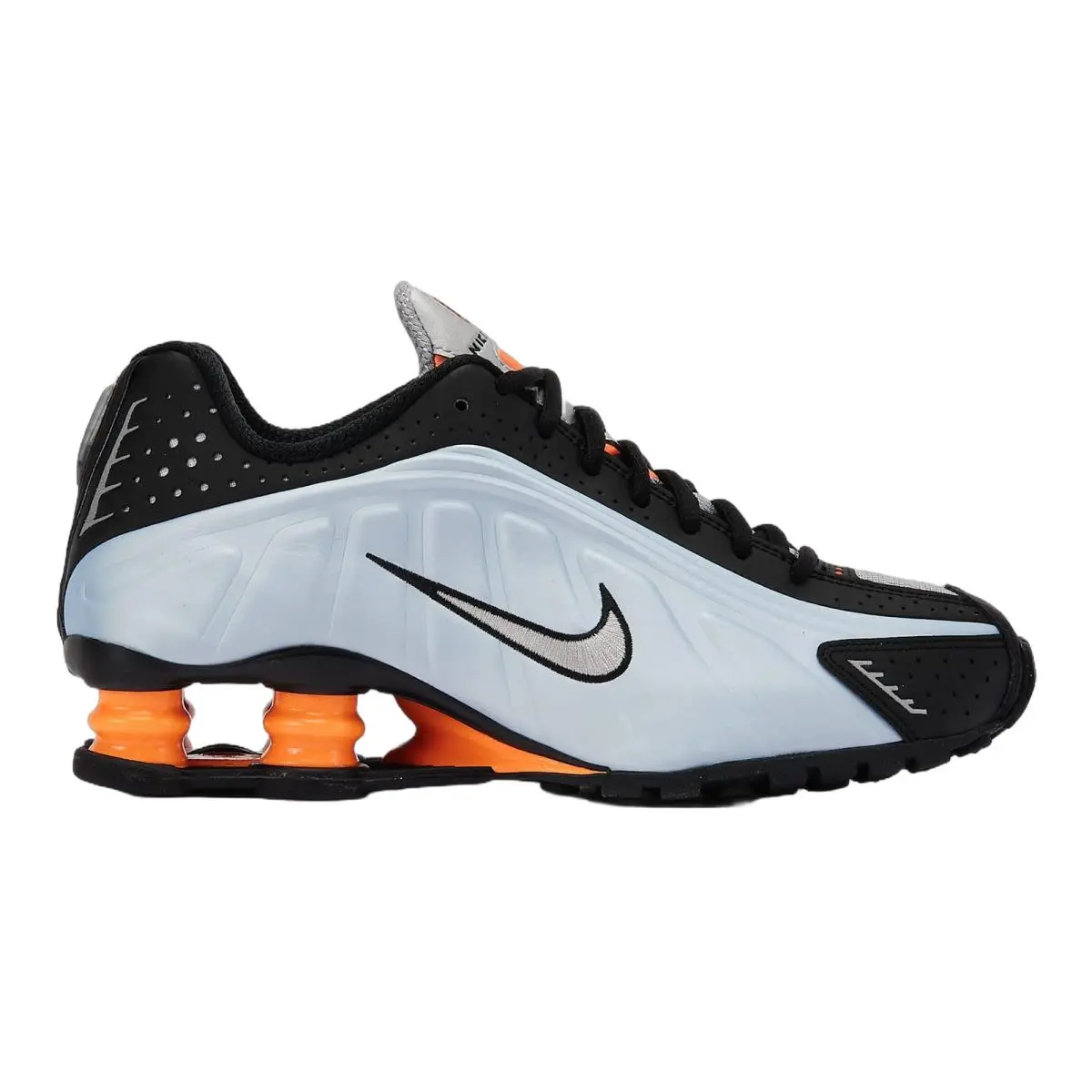 Nike Shox R4 Women Sz 5-11 Lace Up Shoe Blue Tint Total Orange Black AR3565-401