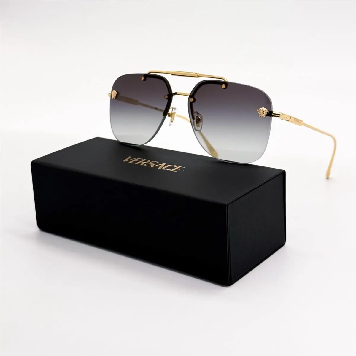 Versace Verasce VE2296 100284 Unisex Gold Gray Pilot Frame Unisex Sunglasses