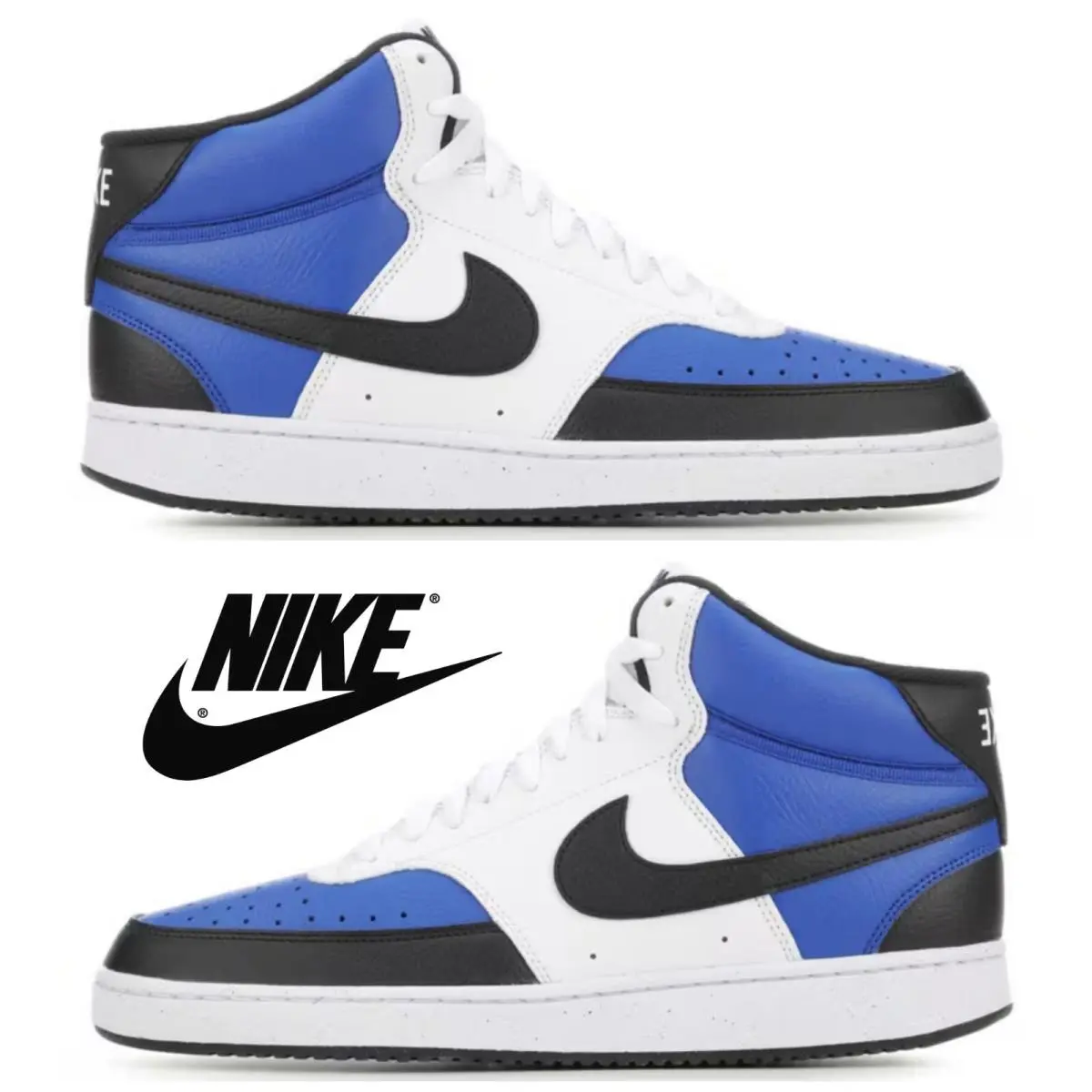 Nike Court Vision Mid Men`s Sneakers Blue – Casual Sport Comfort High-top Shoes - Blue, Manufacturer: ryl/bk/wht 480