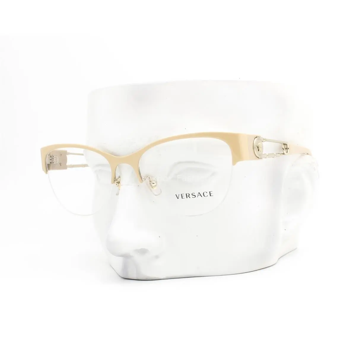 Half Rim Eyeglasses Glasses Mod 1278 1476 Beige Gold 54mm with Case by Versace