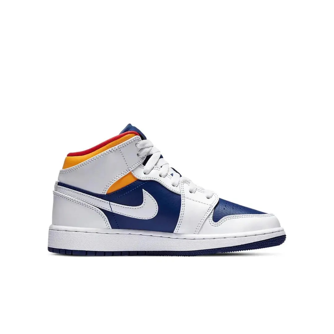 Air Jordan GS Air Jordan 1 Mid `white Deep Royal Blue` 554725-131