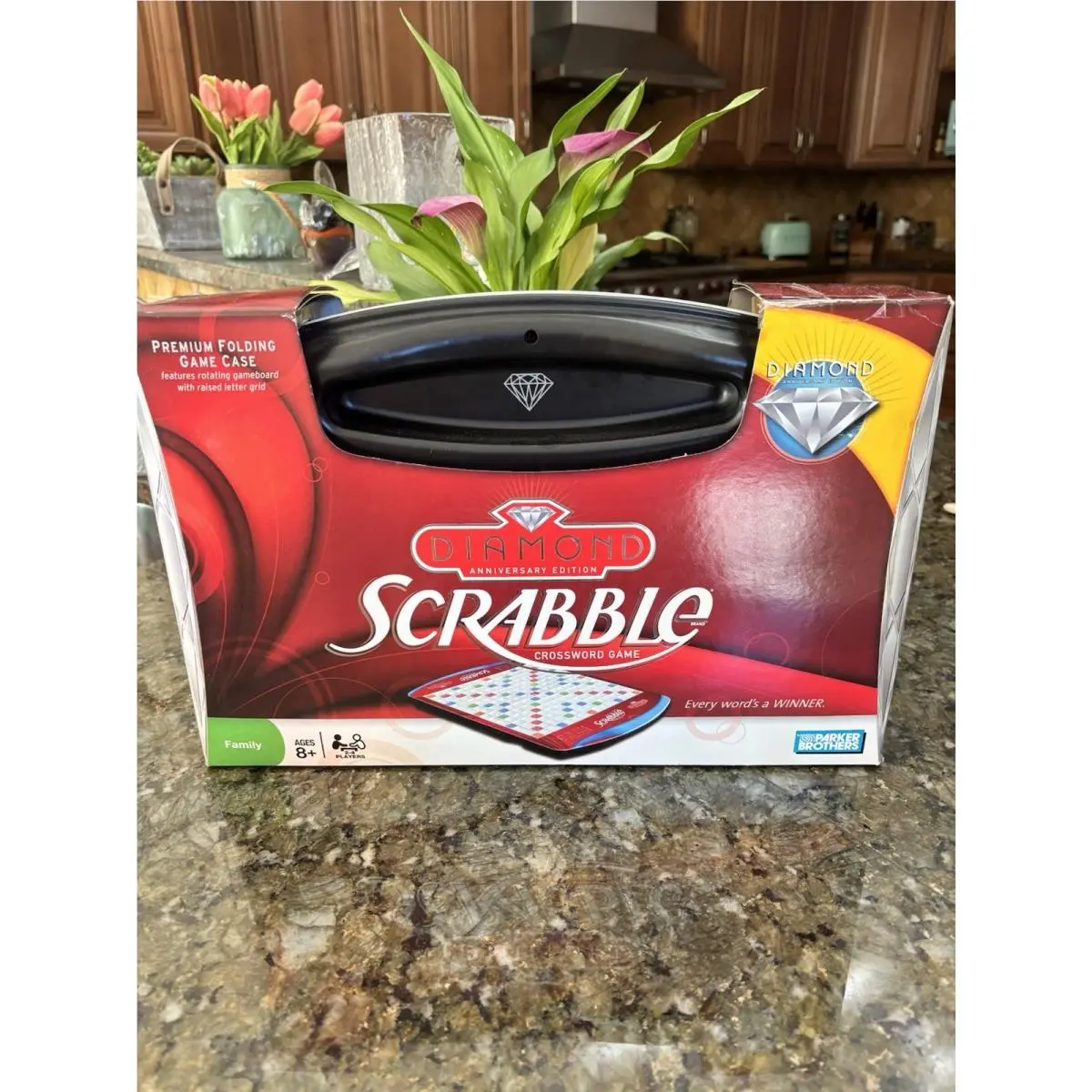 Scrabble Board Crossword - Deluxe Edition W/ Case Easy Carry Hasbro