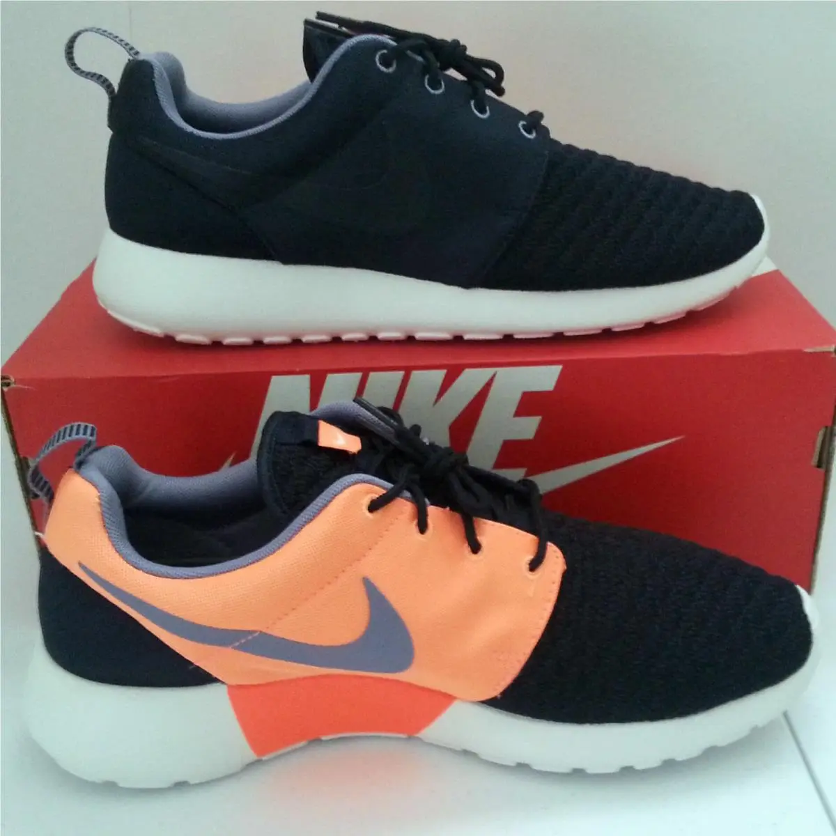 Nike Rosherun Roshe Run Premium Dark Obsidian/atomic Orange Mens 13 Shoes